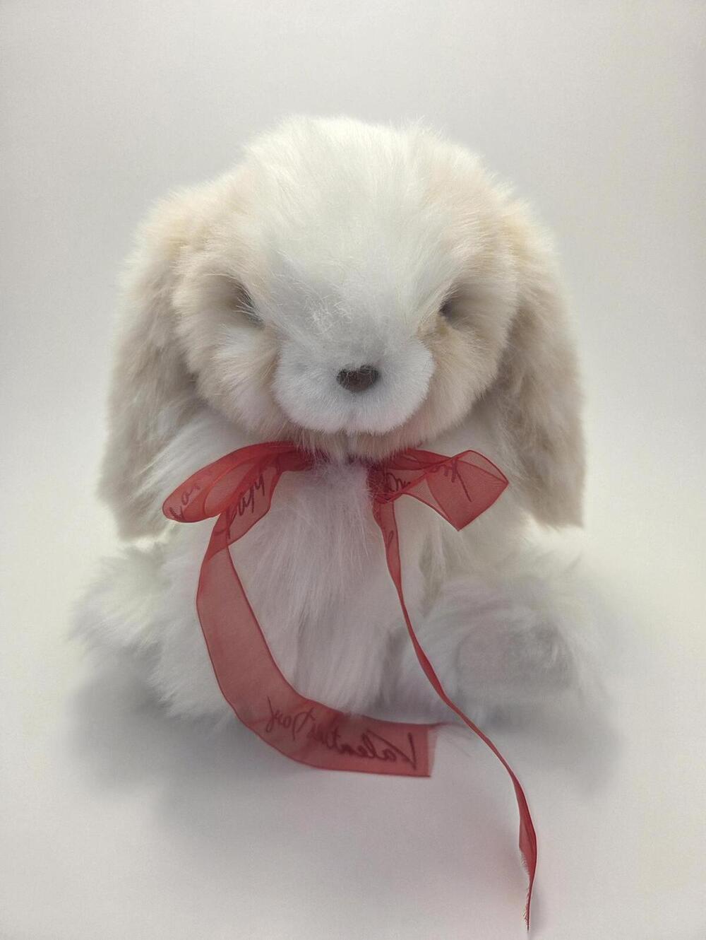 Gund Vintage "Fluffer" the Bunny Plush! Vintage Red Bow Bunny (10 inch)